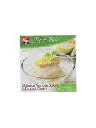 Klebreis mit Durian und Kokoscreme